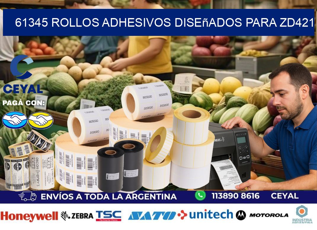 61345 rollos adhesivos diseñados para zd421