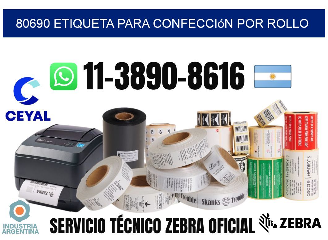 80690 etiqueta para confección por rollo