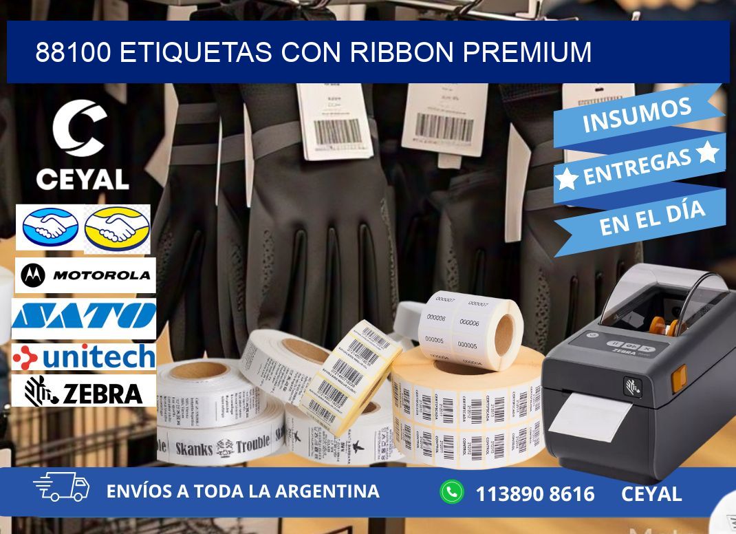 88100 etiquetas con ribbon premium