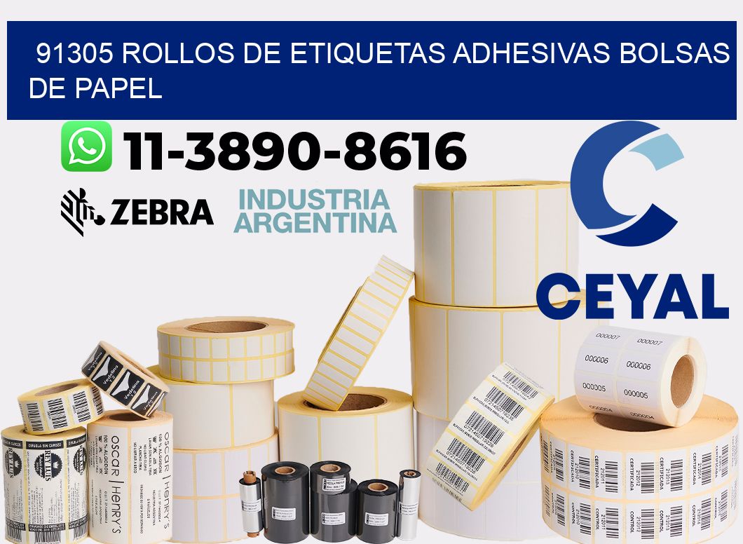 91305 rollos de etiquetas adhesivas bolsas de papel