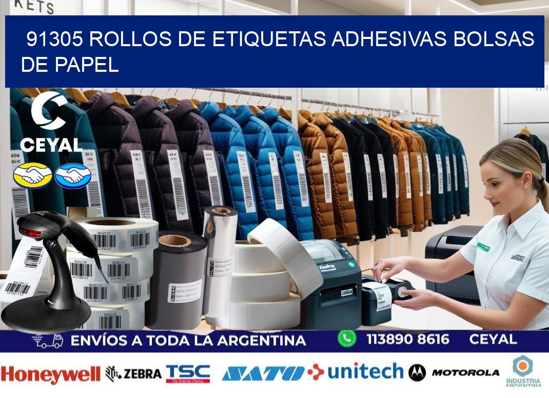 91305 rollos de etiquetas adhesivas bolsas de papel
