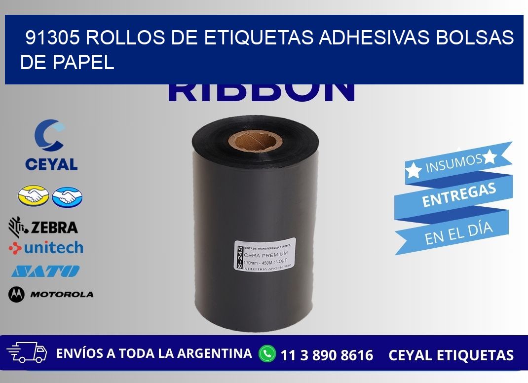 91305 rollos de etiquetas adhesivas bolsas de papel