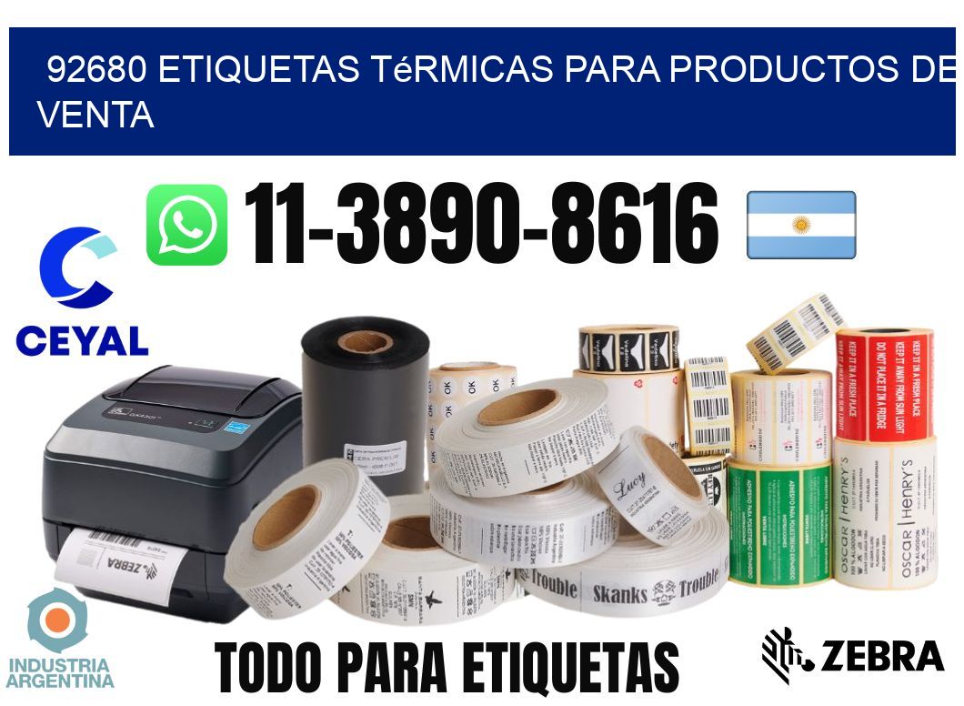 92680 etiquetas térmicas para productos de venta
