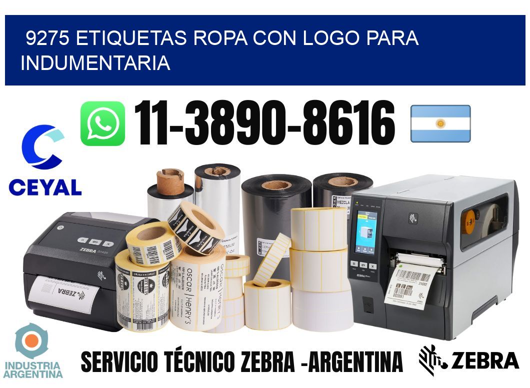9275 Etiquetas ropa con logo para indumentaria