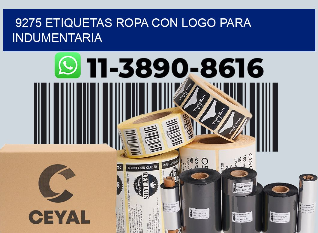 9275 Etiquetas ropa con logo para indumentaria