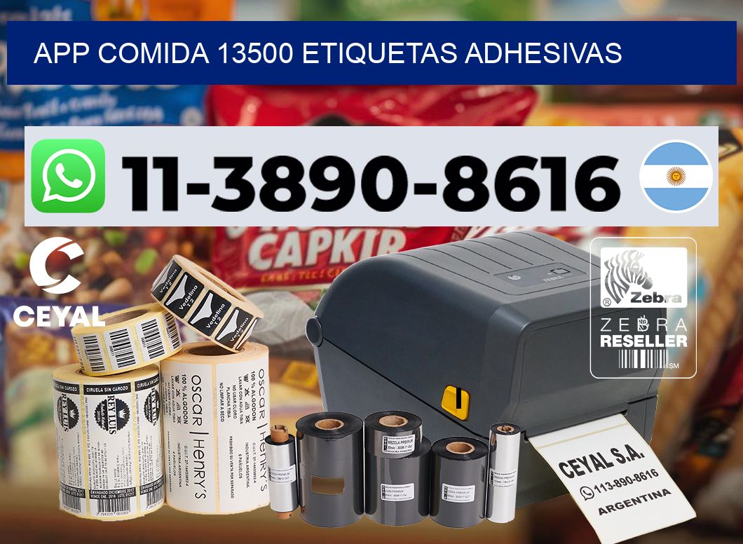 App comida 13500 etiquetas adhesivas