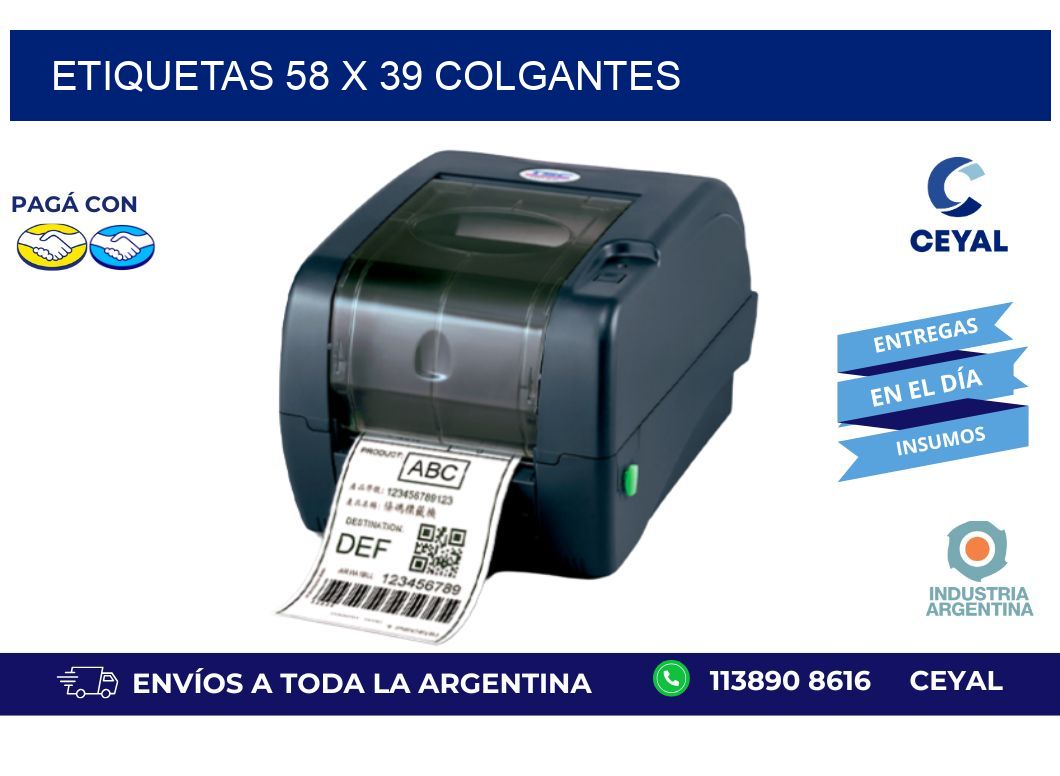 etiquetas 58 x 39 colgantes