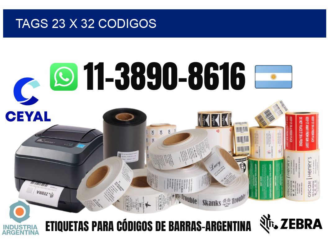 tags 23 x 32 codigos