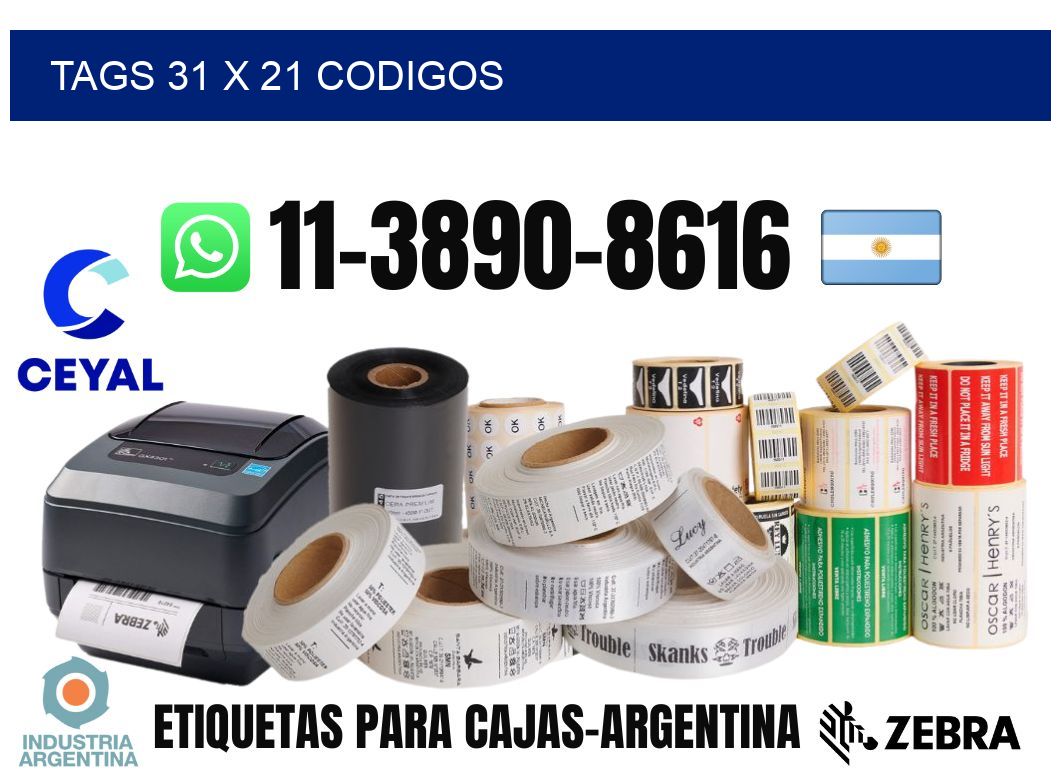 tags 31 x 21 codigos