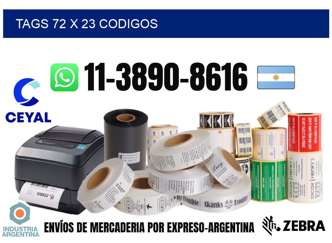 tags 72 x 23 codigos