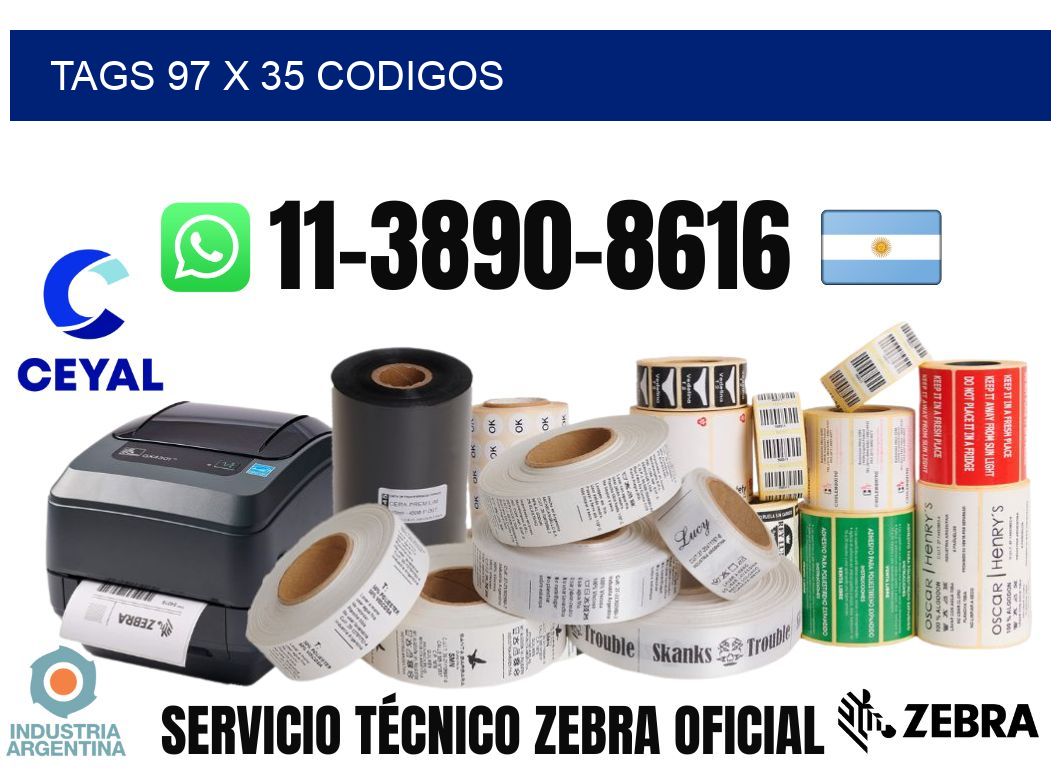 tags 97 x 35 codigos