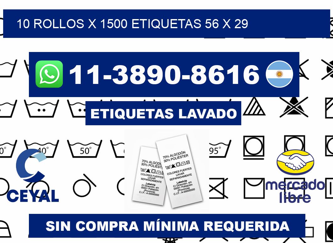 10 rollos x 1500 etiquetas 56 x 29