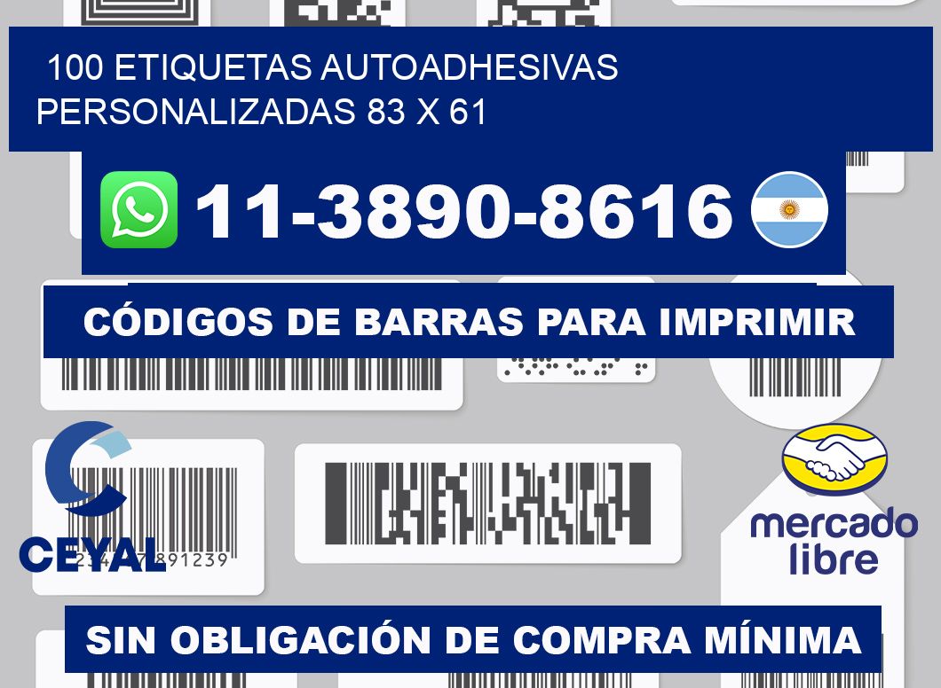 100 Etiquetas autoadhesivas personalizadas 83 x 61