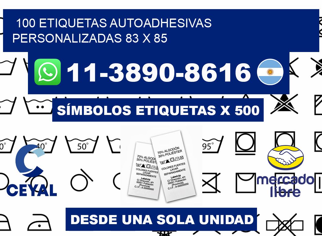 100 Etiquetas autoadhesivas personalizadas 83 x 85