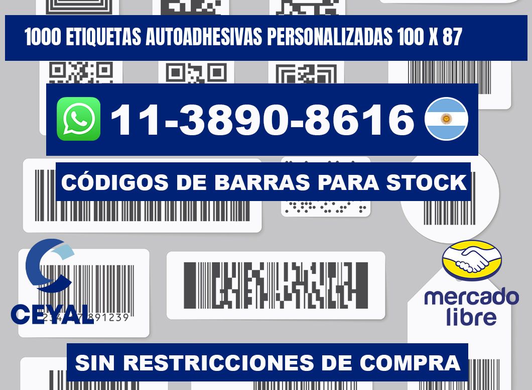 1000 Etiquetas autoadhesivas personalizadas 100 x 87