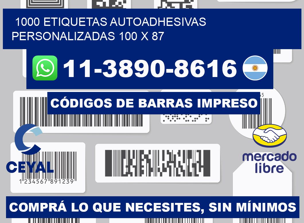 1000 Etiquetas autoadhesivas personalizadas 100 x 87