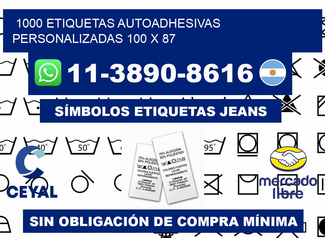 1000 Etiquetas autoadhesivas personalizadas 100 x 87