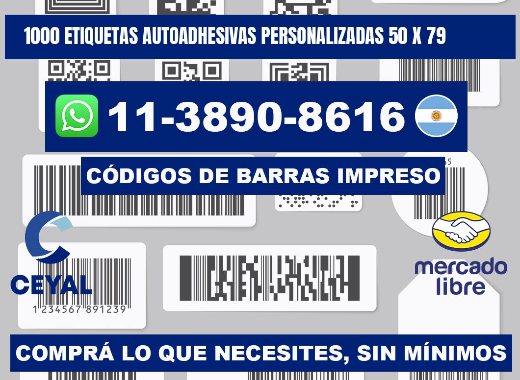 1000 Etiquetas autoadhesivas personalizadas 50 x 79