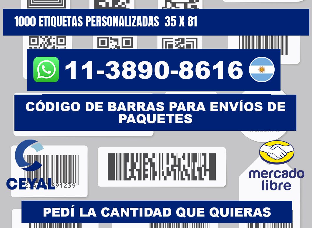 1000 etiquetas personalizadas  35 x 81