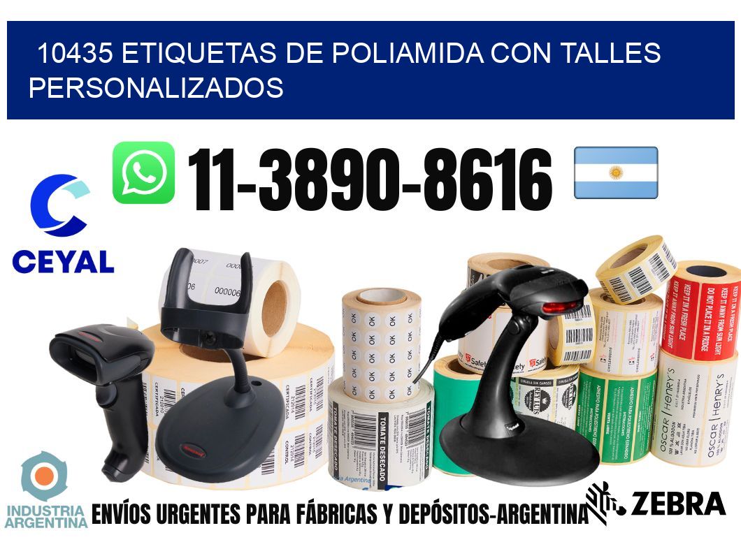 10435 Etiquetas de poliamida con talles personalizados