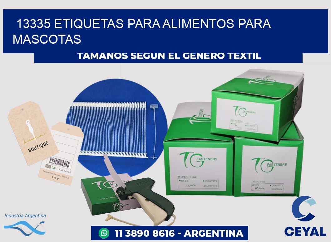 13335 Etiquetas para alimentos para mascotas