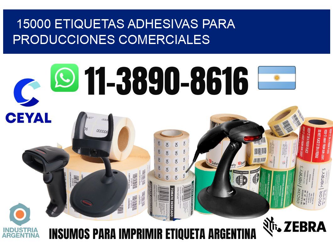 15000 Etiquetas adhesivas para producciones comerciales