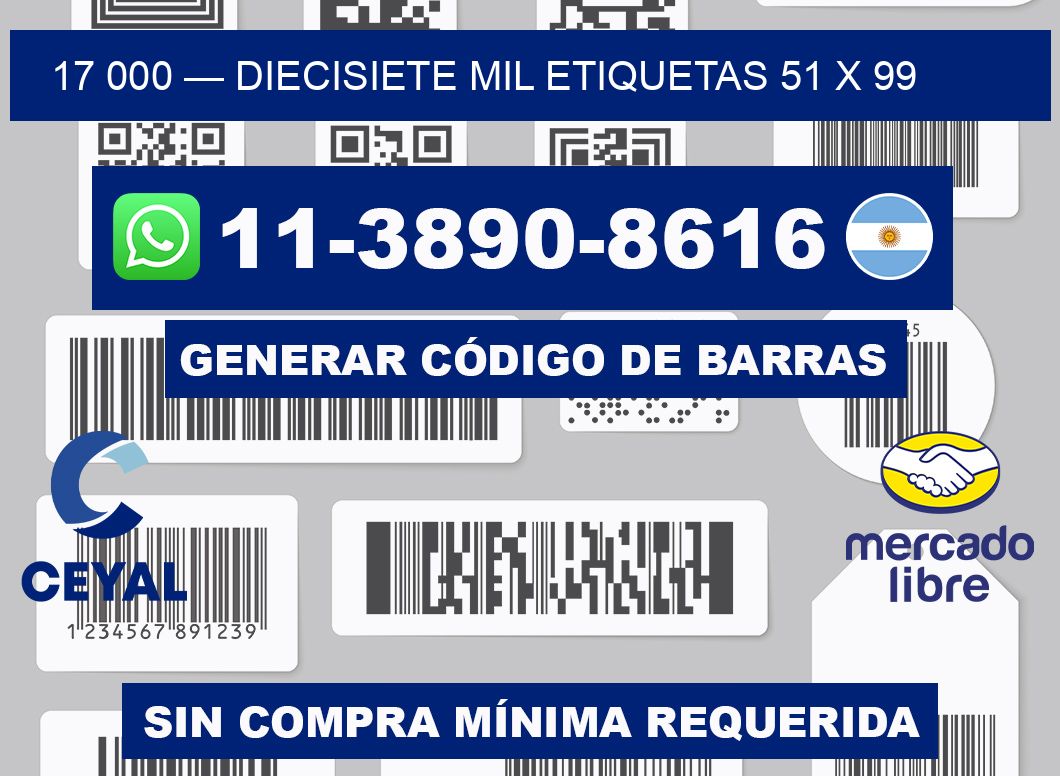 17 000 — diecisiete mil etiquetas 51 x 99