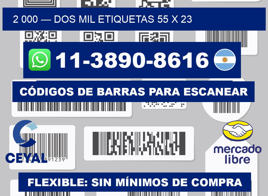 2 000 — dos mil etiquetas 55 x 23