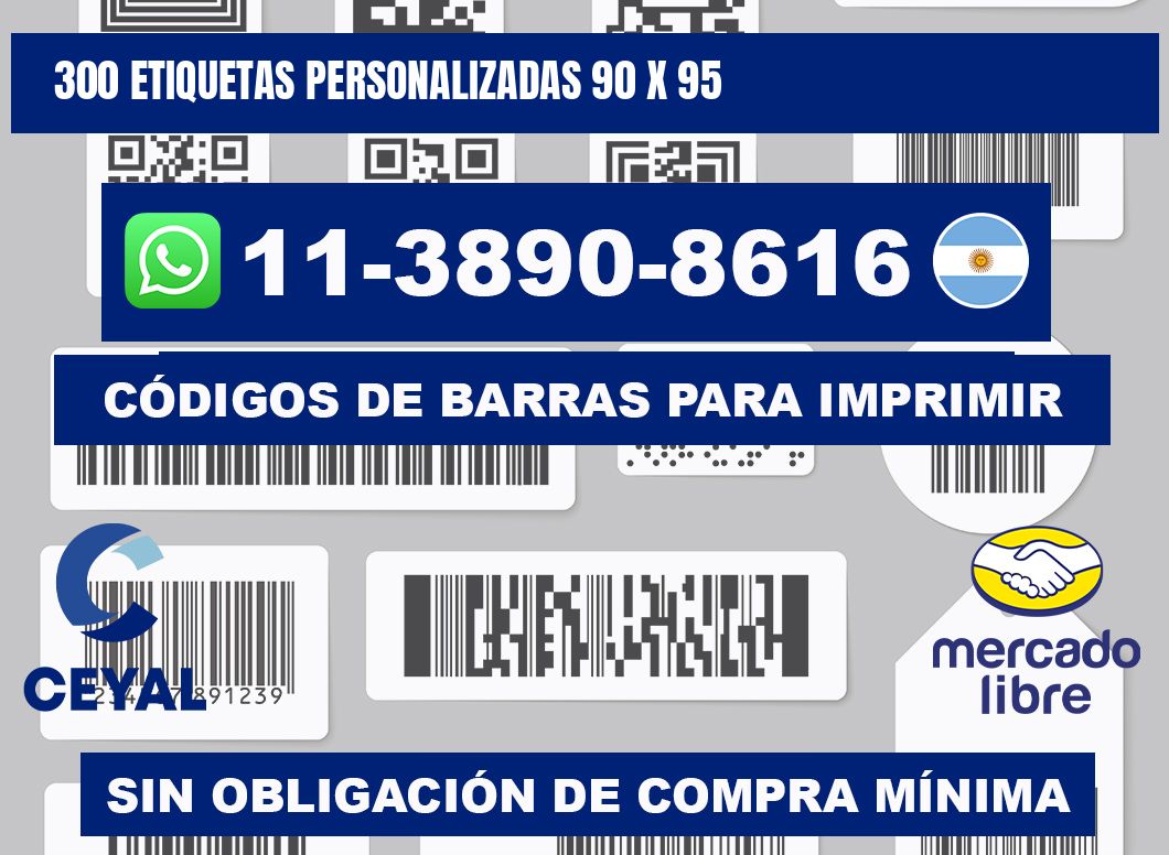 300 ETIQUETAS PERSONALIZADAS 90 x 95
