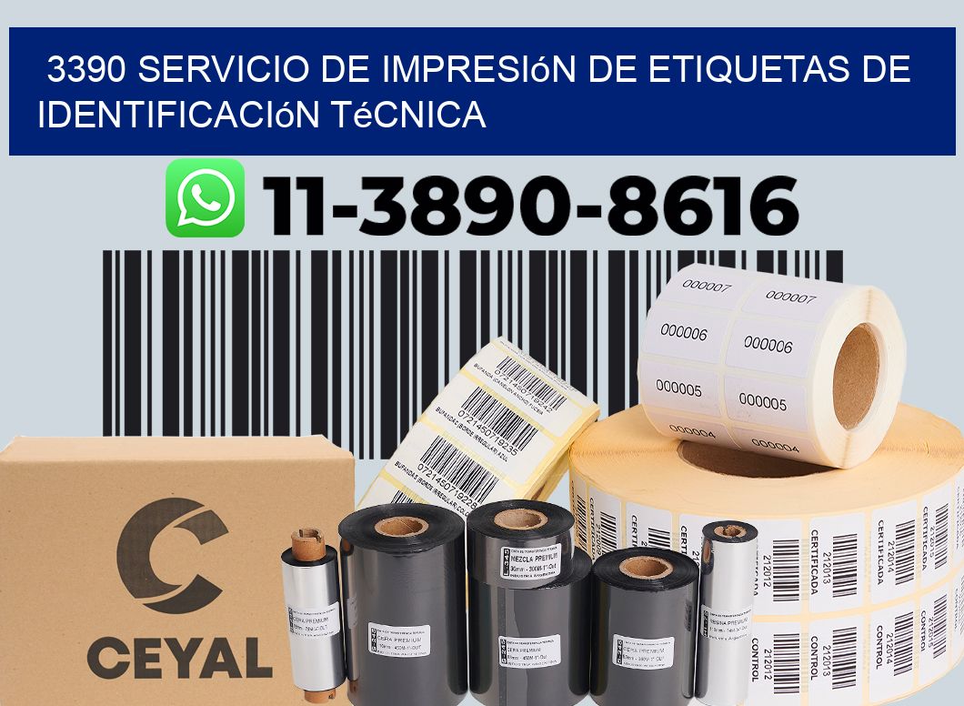 3390 Servicio de impresión de etiquetas de identificación técnica