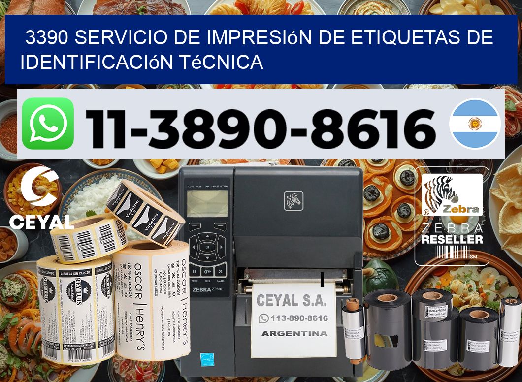 3390 Servicio de impresión de etiquetas de identificación técnica