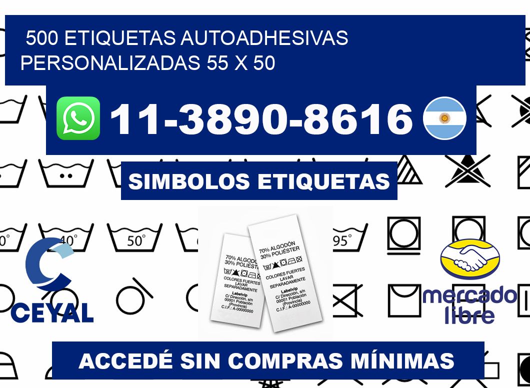 500 Etiquetas autoadhesivas personalizadas 55 x 50