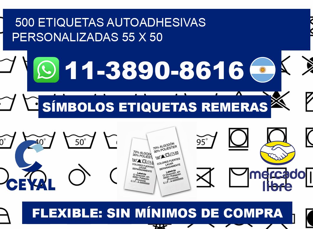 500 Etiquetas autoadhesivas personalizadas 55 x 50