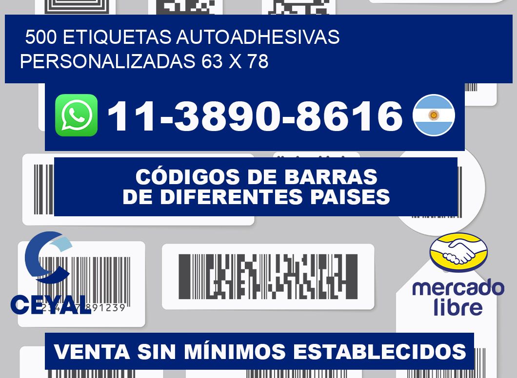 500 Etiquetas autoadhesivas personalizadas 63 x 78