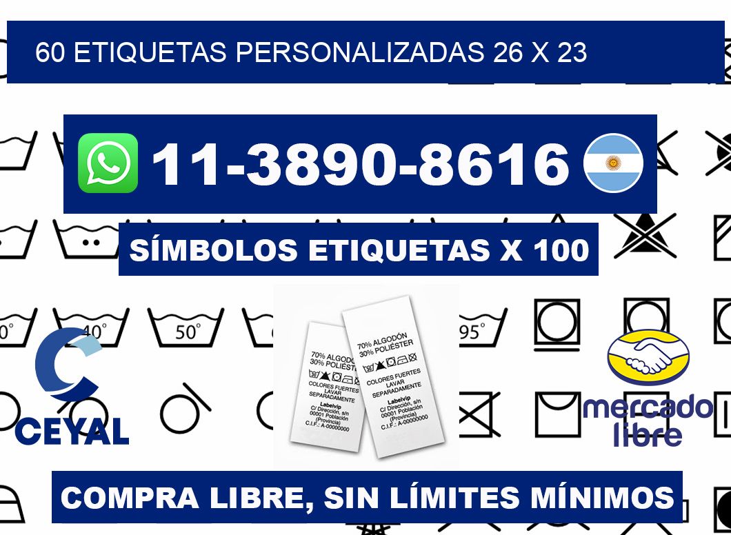 60 ETIQUETAS PERSONALIZADAS 26 x 23
