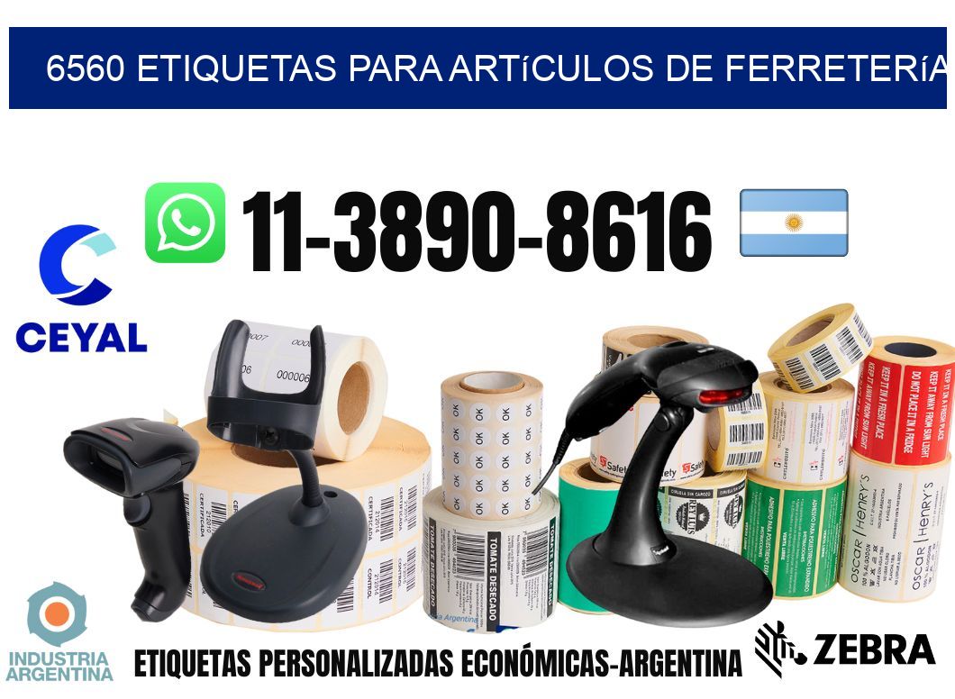 6560 Etiquetas para artículos de ferretería