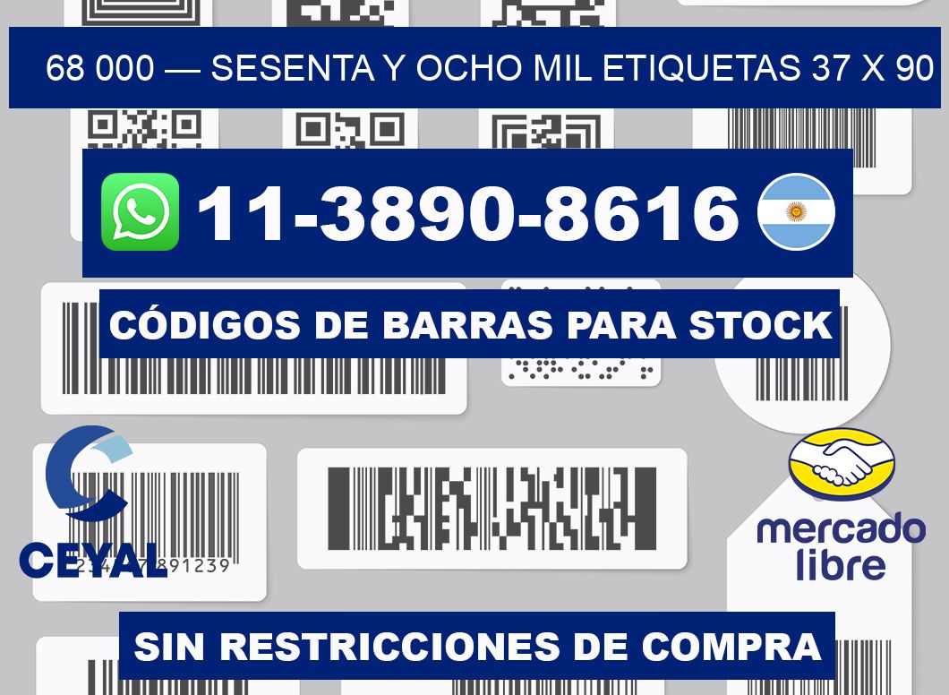 68 000 — sesenta y ocho mil etiquetas 37 x 90