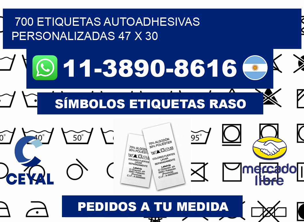 700 Etiquetas autoadhesivas personalizadas 47 x 30