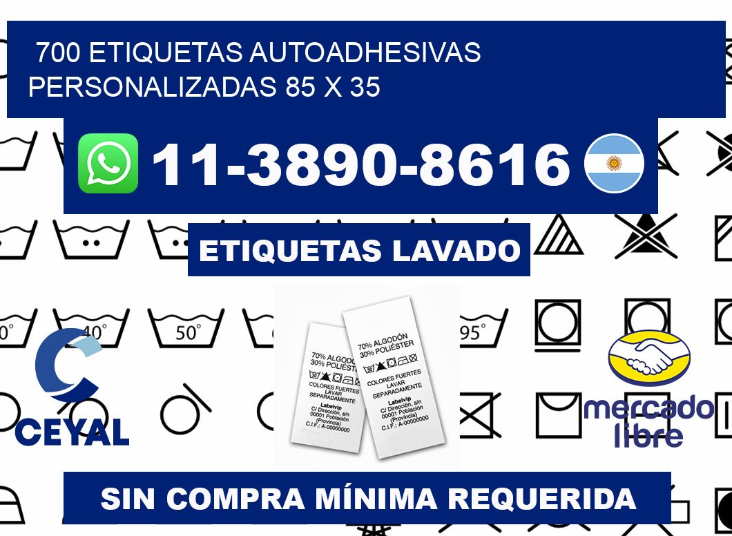 700 Etiquetas autoadhesivas personalizadas 85 x 35