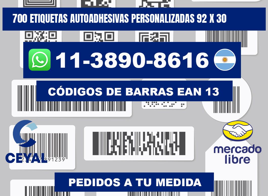 700 Etiquetas autoadhesivas personalizadas 92 x 30