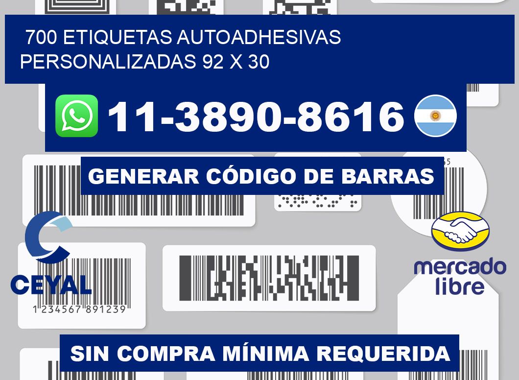 700 Etiquetas autoadhesivas personalizadas 92 x 30