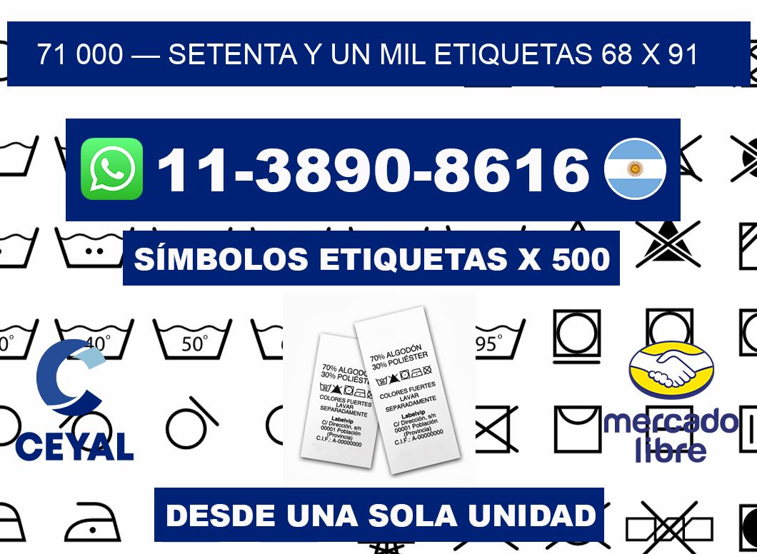 71 000 — setenta y un mil etiquetas 68 x 91