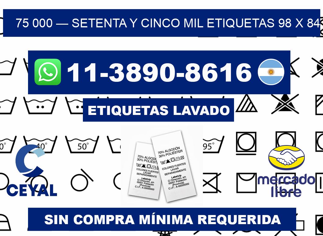75 000 — setenta y cinco mil etiquetas 98 x 84