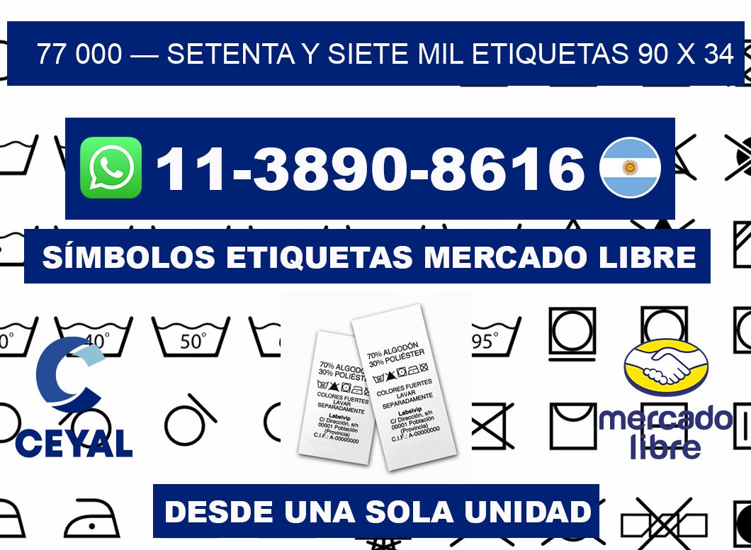 77 000 — setenta y siete mil etiquetas 90 x 34
