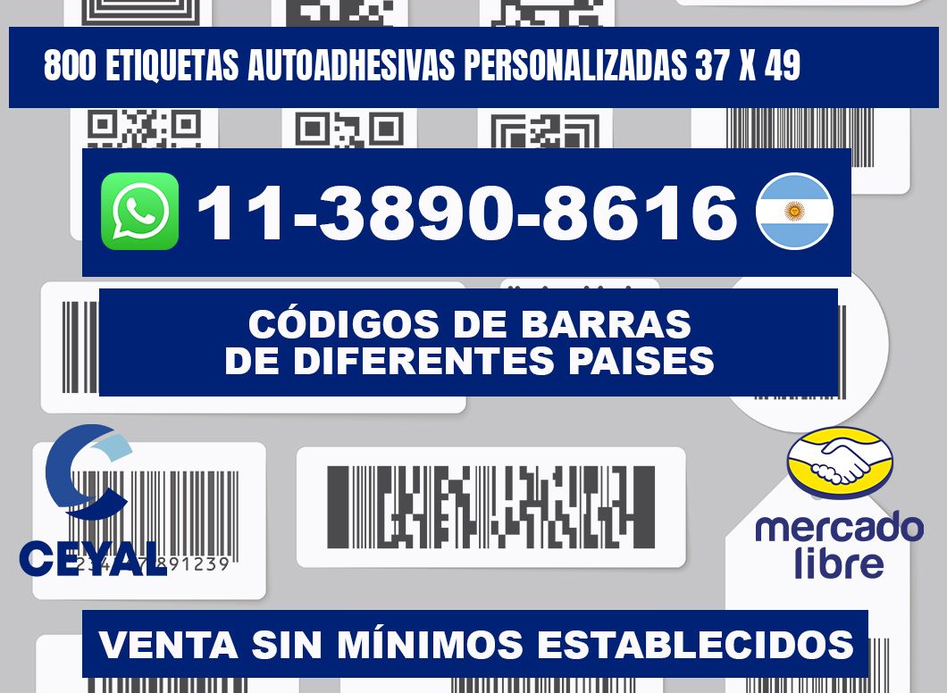 800 Etiquetas autoadhesivas personalizadas 37 x 49