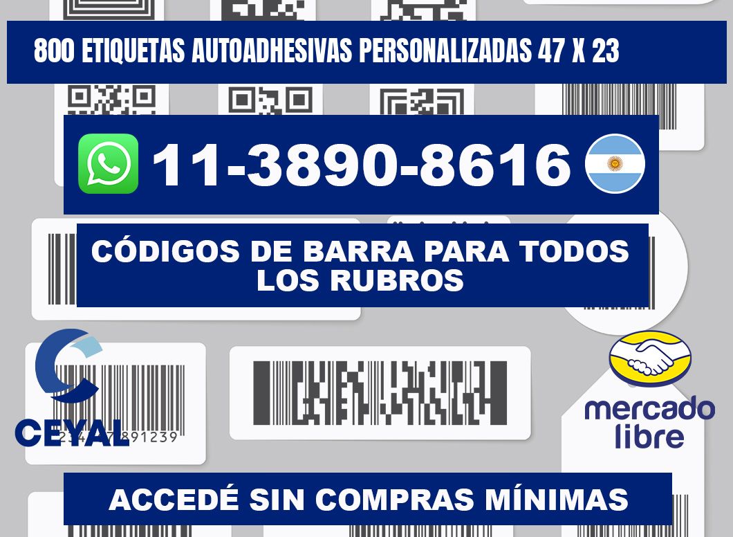 800 Etiquetas autoadhesivas personalizadas 47 x 23