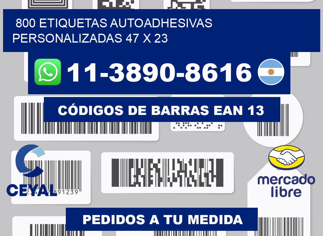 800 Etiquetas autoadhesivas personalizadas 47 x 23