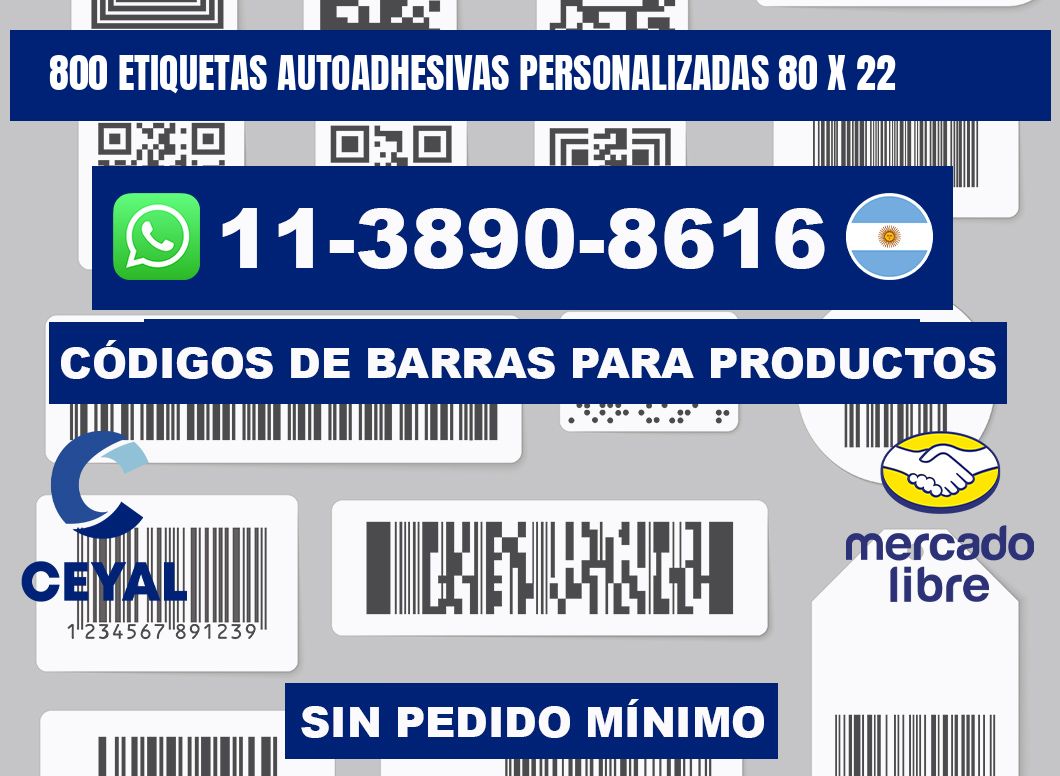 800 Etiquetas autoadhesivas personalizadas 80 x 22