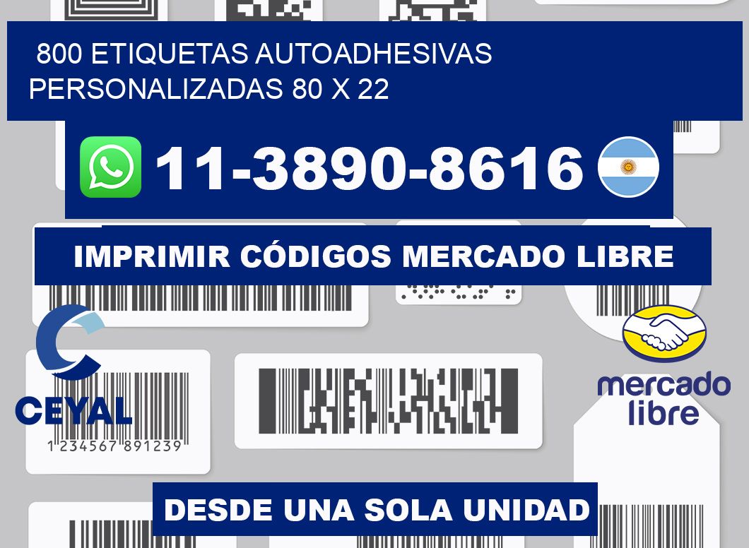 800 Etiquetas autoadhesivas personalizadas 80 x 22