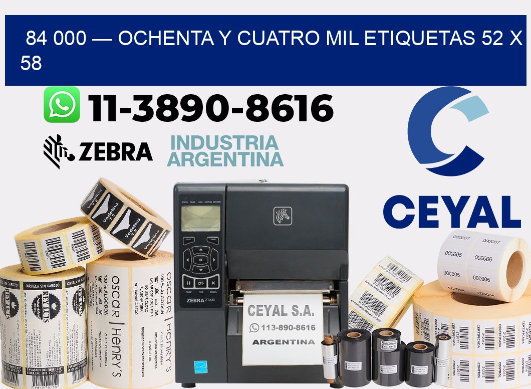 84 000 — ochenta y cuatro mil etiquetas 52 x 58